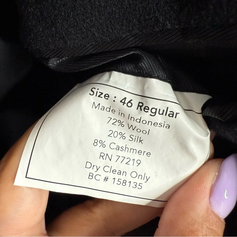 Pronto Uomo Couture Wool Silk Cashmere‎ Sport Coat Black Size 46 Business Casual
